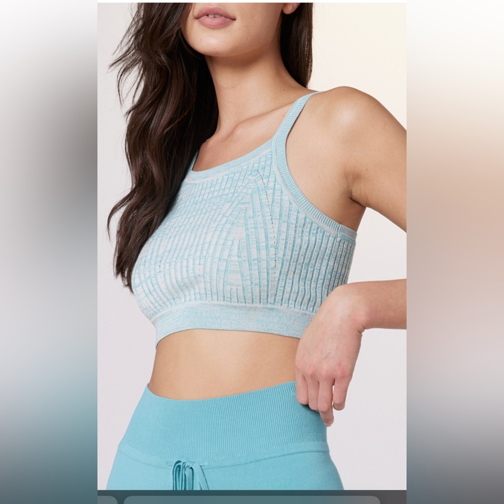 Live The Process crop top Sky Blue Textured